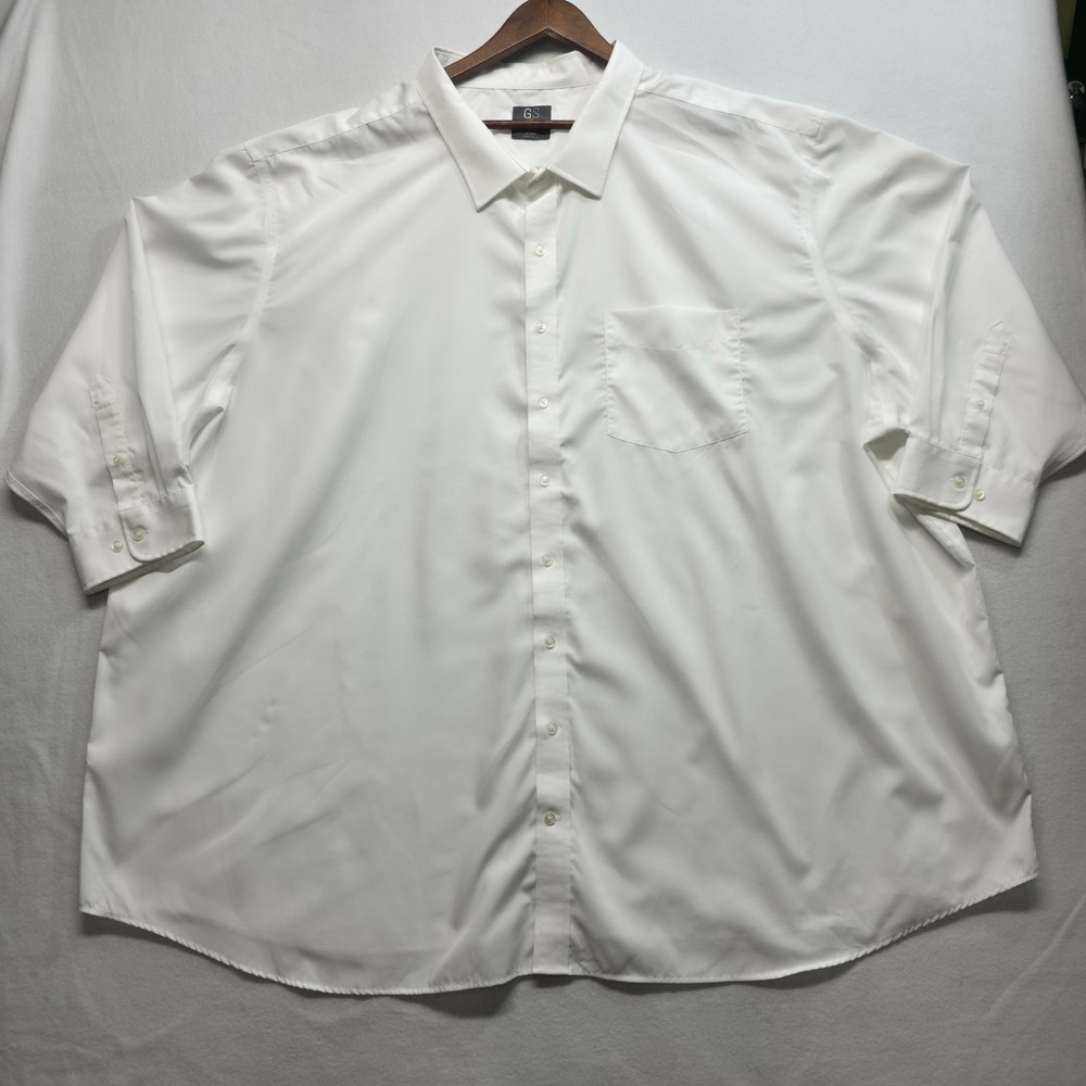 GS Men's White Classic Fit‎ Long Sleeve Button Up Dress Shirt Size 24-34/35